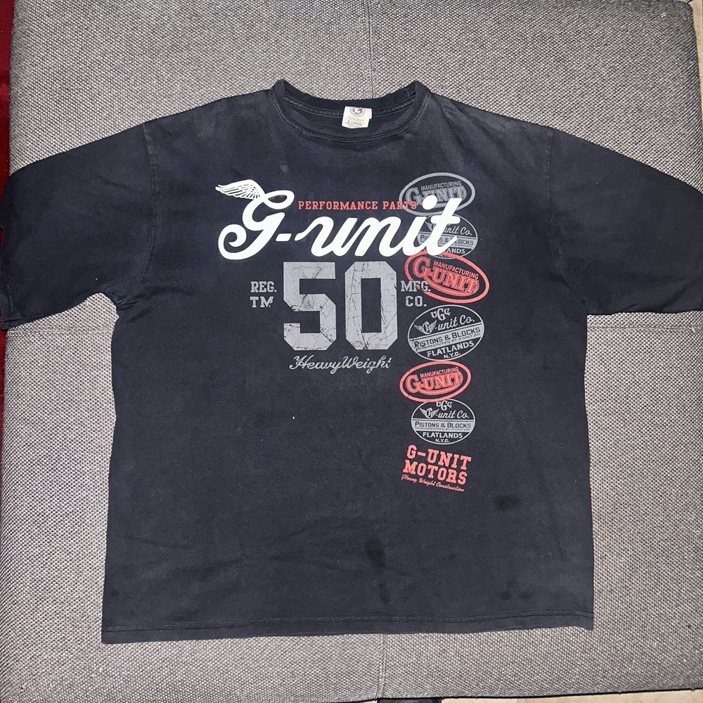 Vintage Y2K G-Unit Heavyweight 50 Cent Motorcycle Biker T-Shirt Mens XL Rap Tee